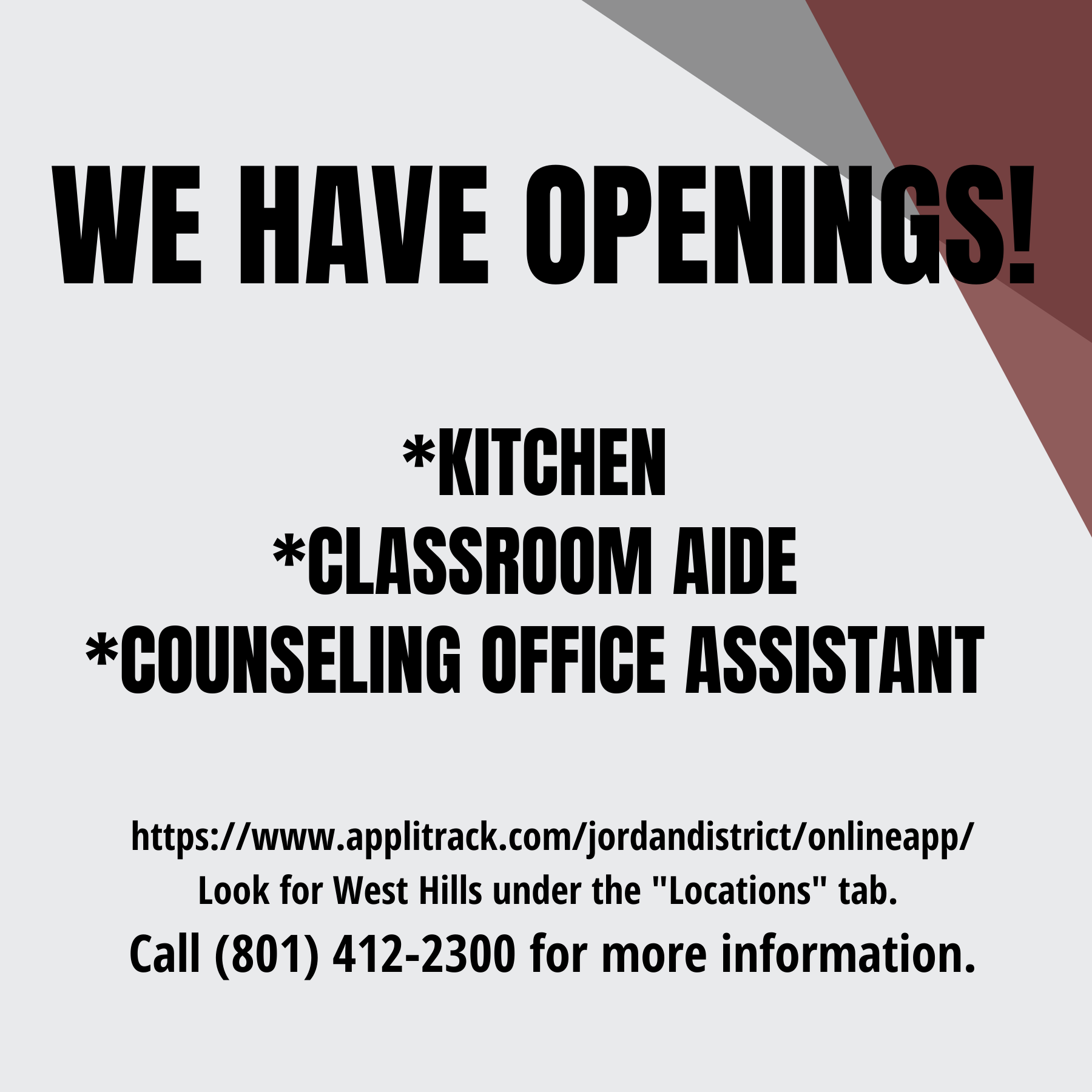 We have openings! 