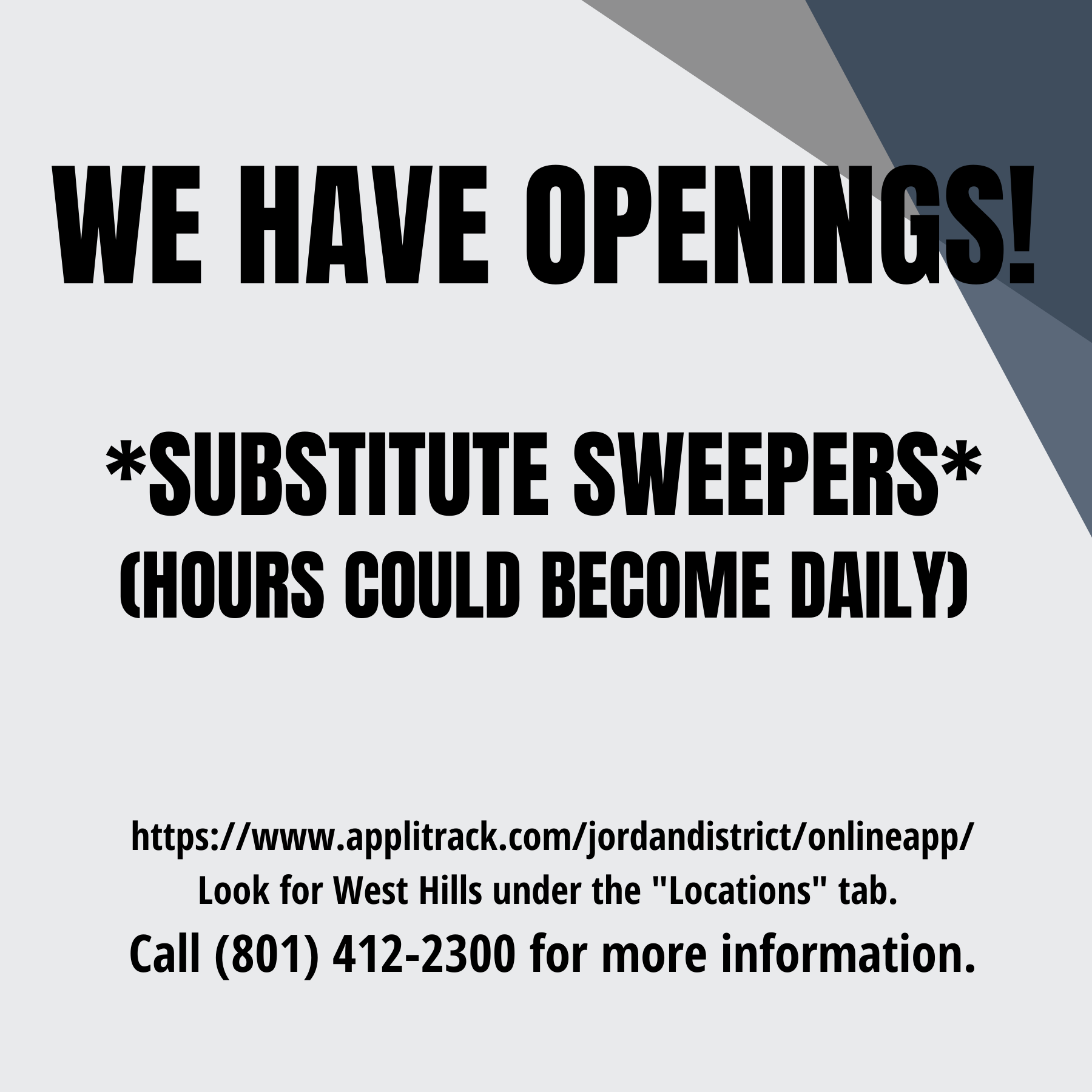 Substitute Sweeper Openings