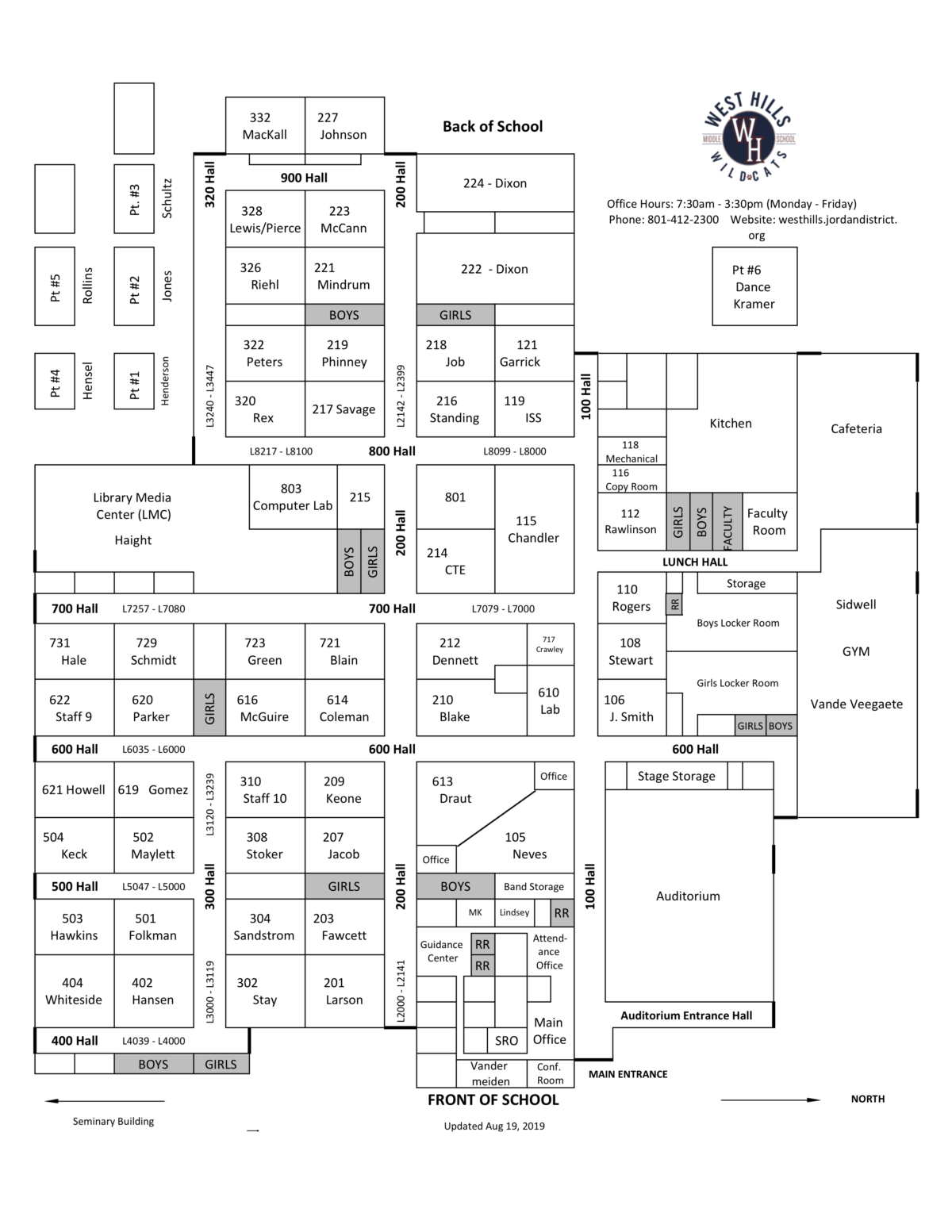 WHMS SCHOOL MAP 201920 Aug19 Sheet1 West Hills Middle